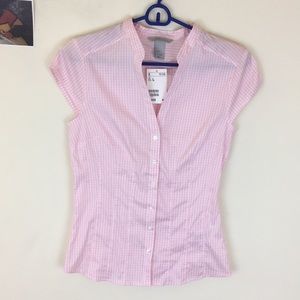H&M pink and white gingham button down blouse